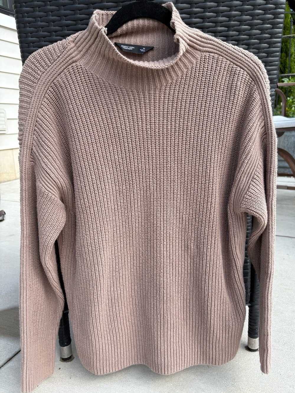 Simply Vera Vera Wang Cozy Ribbed Mock Neck Sweater in TaupeSize M